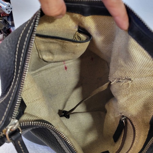 Bolso de Mano Vintage Dooney & Bourke Cuero Guijarro Negro PROJECT Etiqueta Colgante Original - Imagen 14 de 24