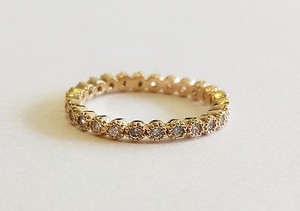 Authentic Vintage 14K Gold plated wedding clear CZ settings band ring sz 5.5 Israel made