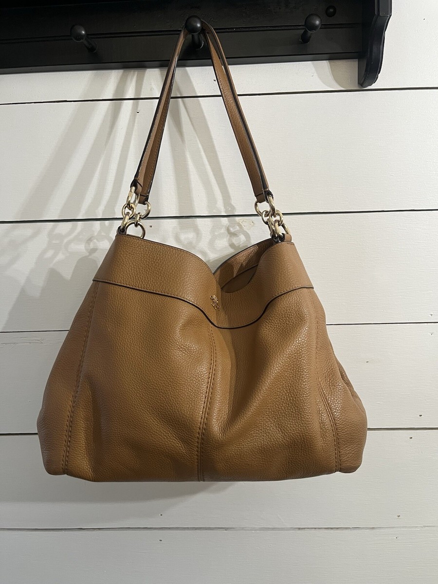 Coach F28997 Lexy Large Saddle Brown/ Gold Pebble Leather
