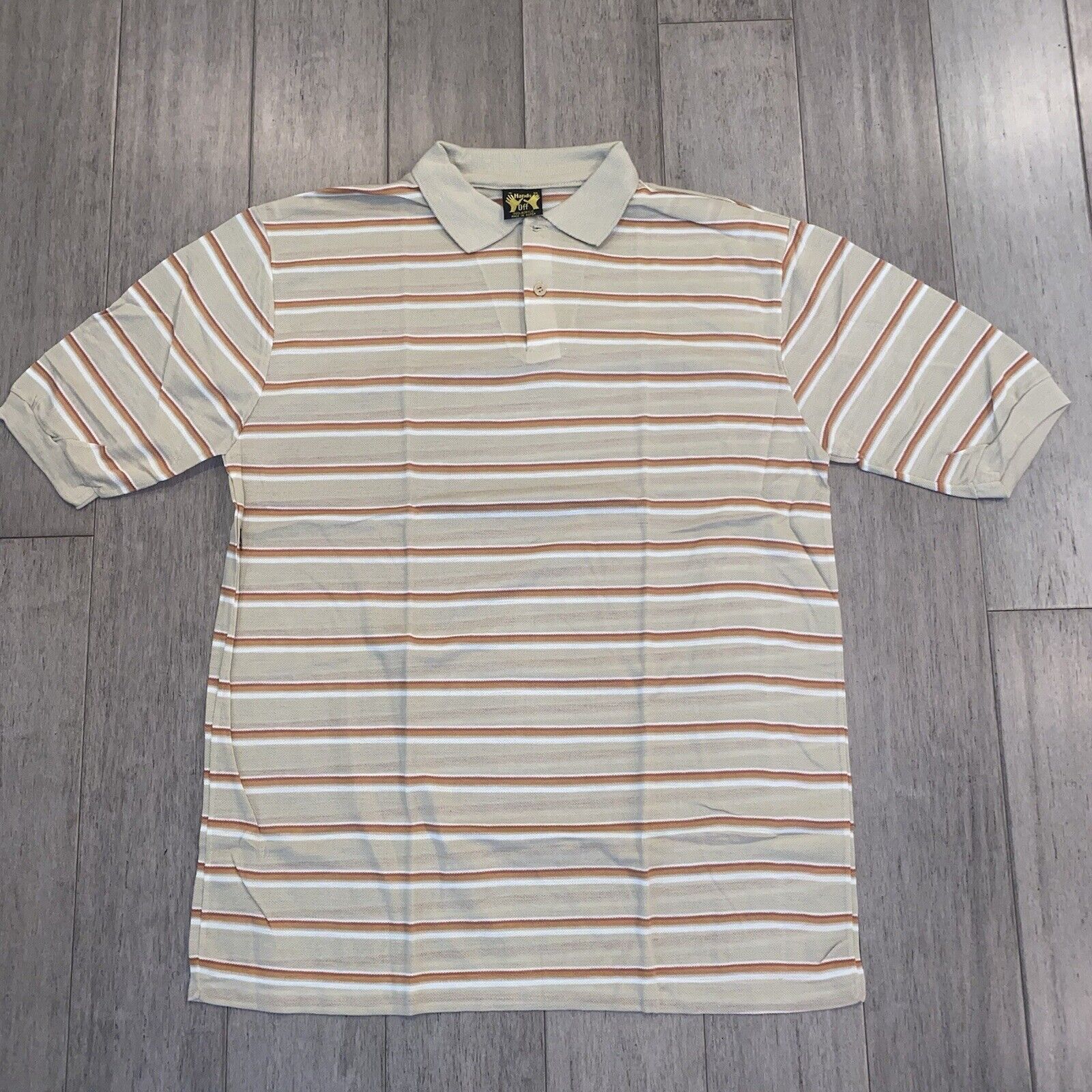 NEW Vtg 60s 70s Shirt Polo Mens XL Hands Off Stri… - image 4