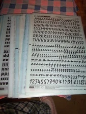 gg. NOS Letraset Lettering 10 x 15 Sheet Various Fonts Sizes Use Drop-Down Box
