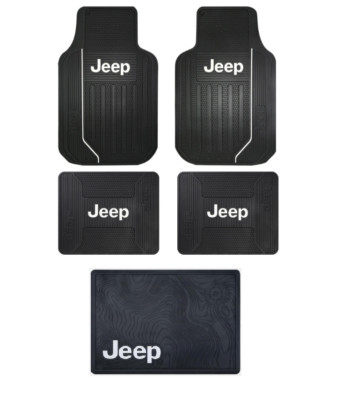 New 5pc JEEP Elite Front Rear Cargo Car Truck All Weather Rubber Floor Mats Set