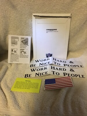 10.4''X2.6''  2 Work Hard & Be Nice To People Vinyl Decal +1 US Flag 4.25''X2.25''