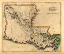 1814 State of Louisiana Historic Vintage Style Wall Map - 24x28