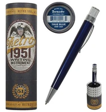 Retro 51 #VRR-1307 / Lacquered True Blue Tornado Rollerball Pen 