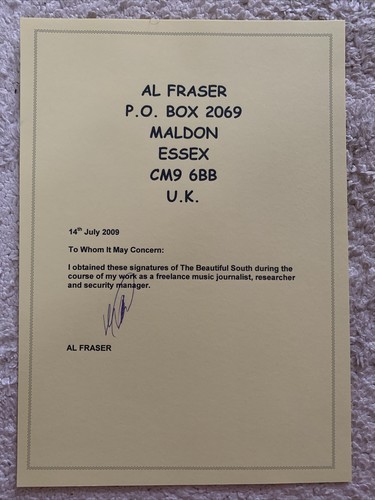 The Beautiful South Signed 8 X 10 Colour Photo By 6 - Picture 5 of 5