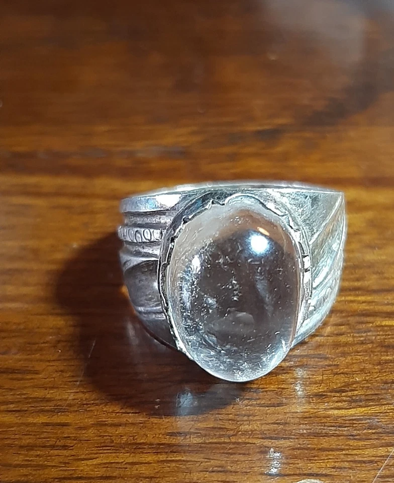 Anello- Cristallo Di Rocca  -Vintage Argento - Immagine 3 di 4