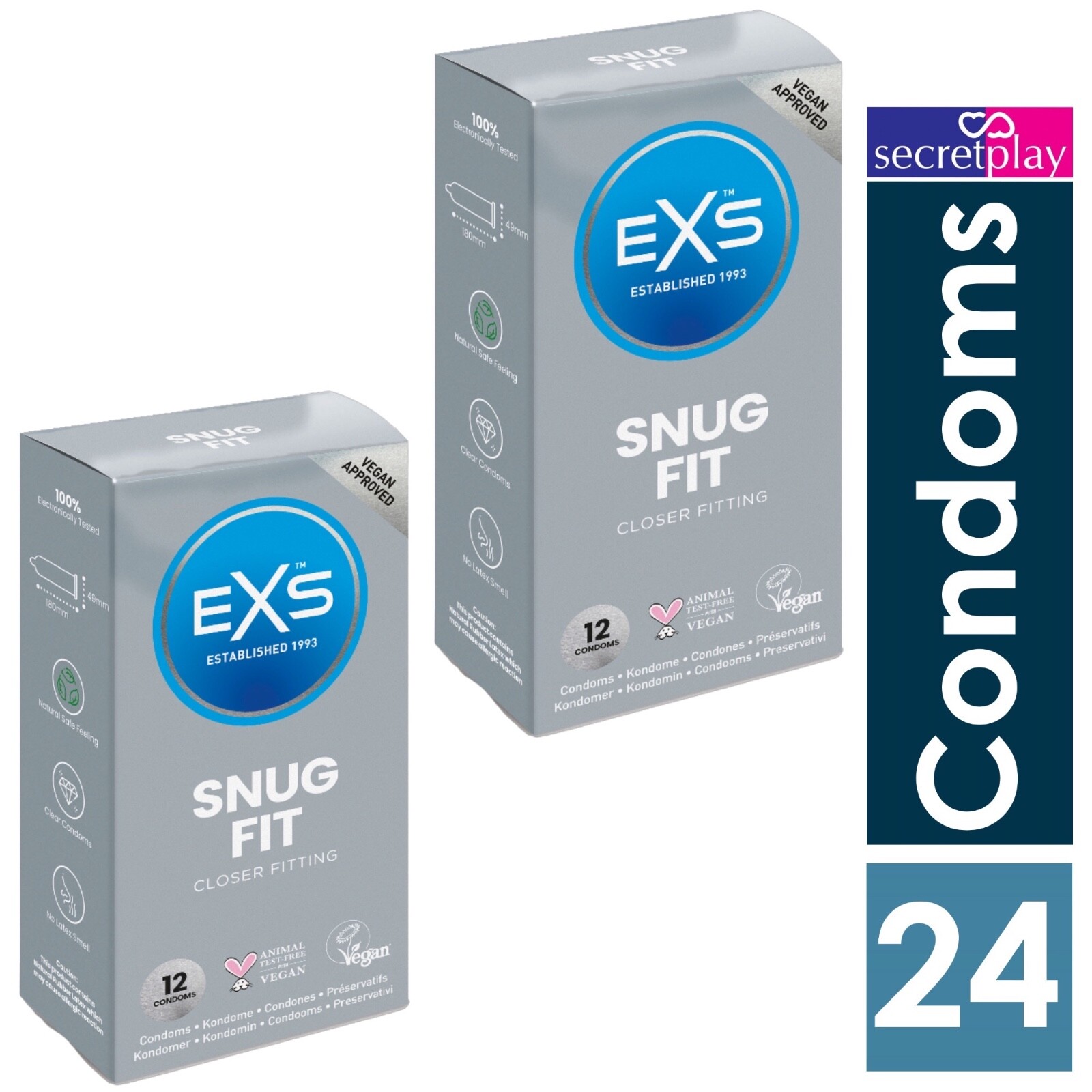 EXS Snug Fit Male Condoms (12 Pack) Smaller Size Tight Fit Delay Ejaculation UK - Image 3