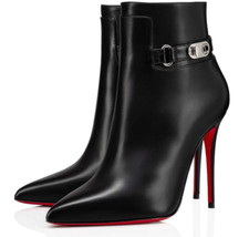 Christian Louboutin Lock So Kate Booty 100 Black Leather Ankle Heel Bootie 39