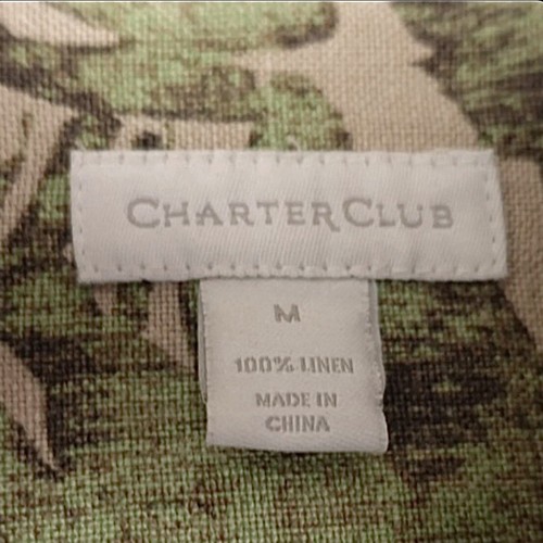 Charter Club 100% Linen Jacket Button Up Hibiscus Tropical Floral Print Medium - Picture 3 of 7