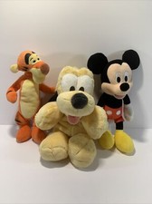 Disney Plush Stuffed Characters 3 lot Mickey Pluto Tigger