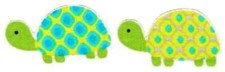 green blue turtles fabric applique iron on not embroidered 2 inch 2pc new