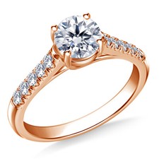 0.70 Ct Round Cut Moissanite Engagement Wedding Ring 14K Solid Rose Gold Size 6