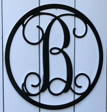 Metal Art Vine Monogram Custom Letter Black or White 12" 16" 24" Metal Art
