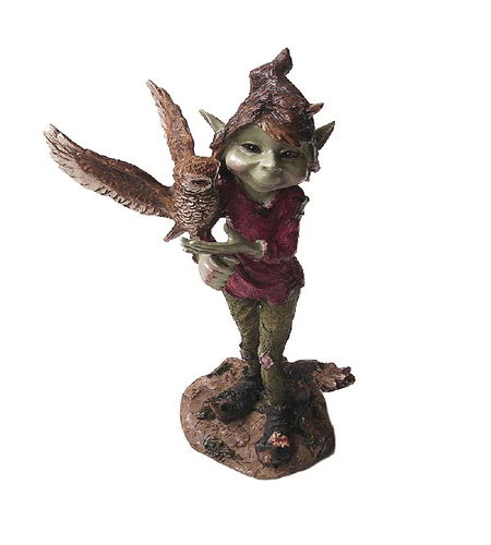 Uriger Gnom-Troll mit Eule ca.18 5 cm Uriger Gnom-Troll mit Eule ca.18 5 cm
