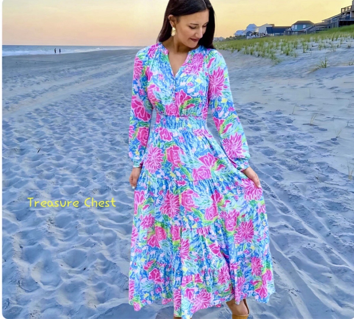 lilly pulitzer pauline maxi dress Lilly Pulitzer Dresses | Nwt Lilly Pulitzer Pauline Maxi Dress Sz Medium Blue Bunny Business | Color: Blue/Pink | Size: M