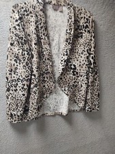 Easywear By Chicos Open Front Jacket Size 3 XL/16 Animal Print Textured