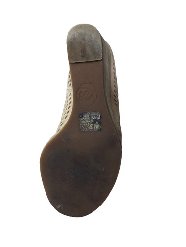 Lucky Brand Jazspur size 6M Women’s Tan Leather Peep Toe Wedges Booties - Picture 7 of 7