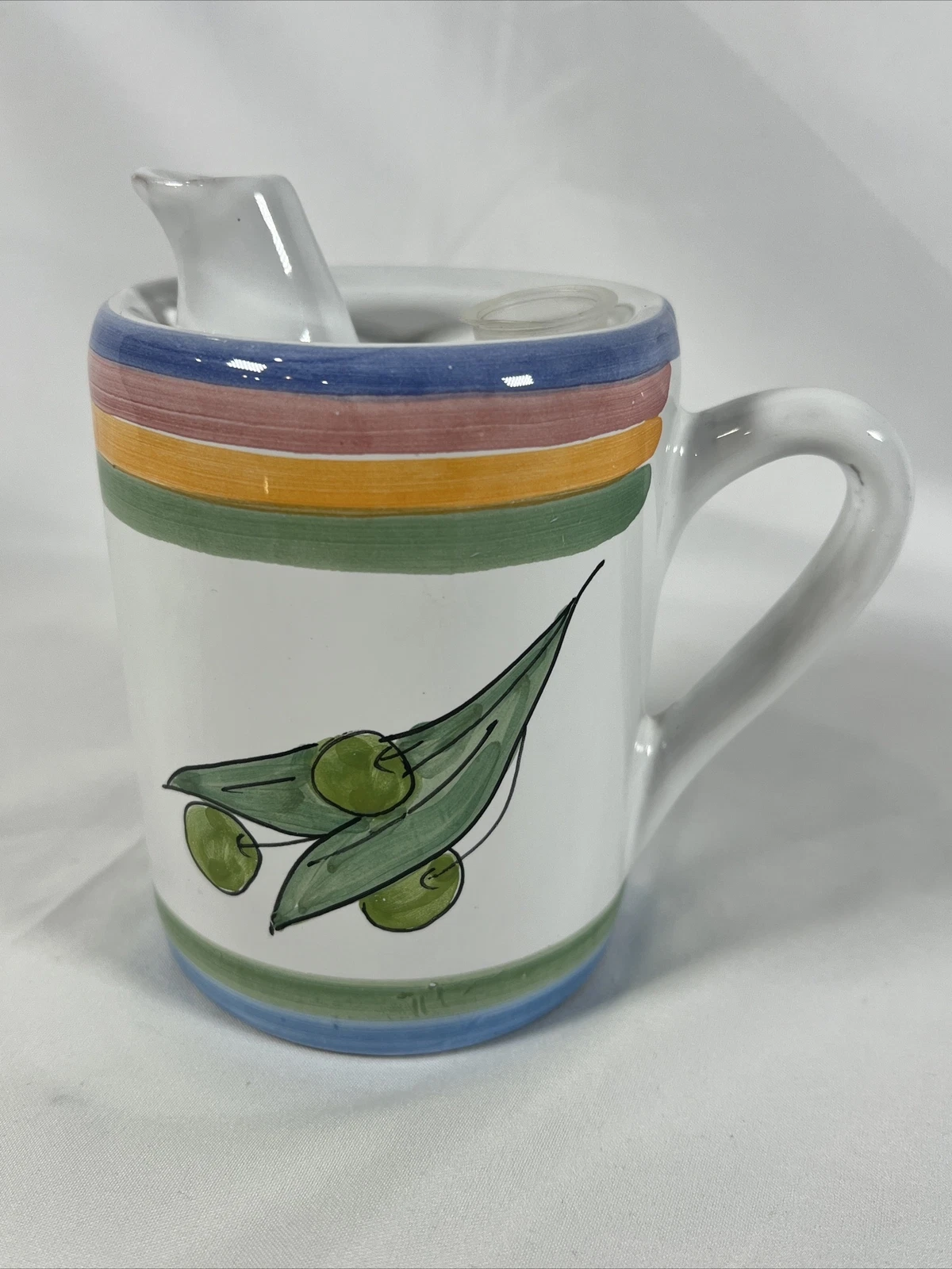 VTG Caleca Ceramic Olive Oil Pourer Hand Painted Made In Italy