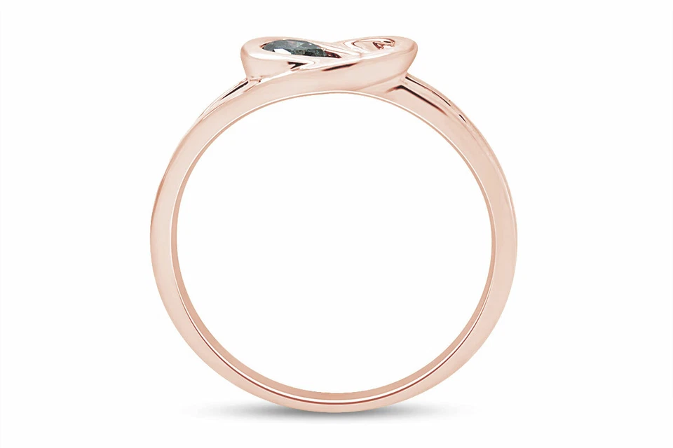 Обручальное или обручальное кольцо из розового золота 14 карат с одним бриллиантом 1/5 карата - Изображение 3 из 4
