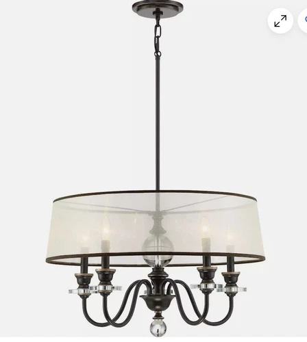 Five Light Chandelier, Palladian Bronze By Quoizel From The Ceremony Collection - Picture 1 of 4