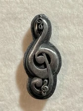 Vintage Torino Pewter Clef Note Jewelry Necklace Brooch Earrings Box Set Music