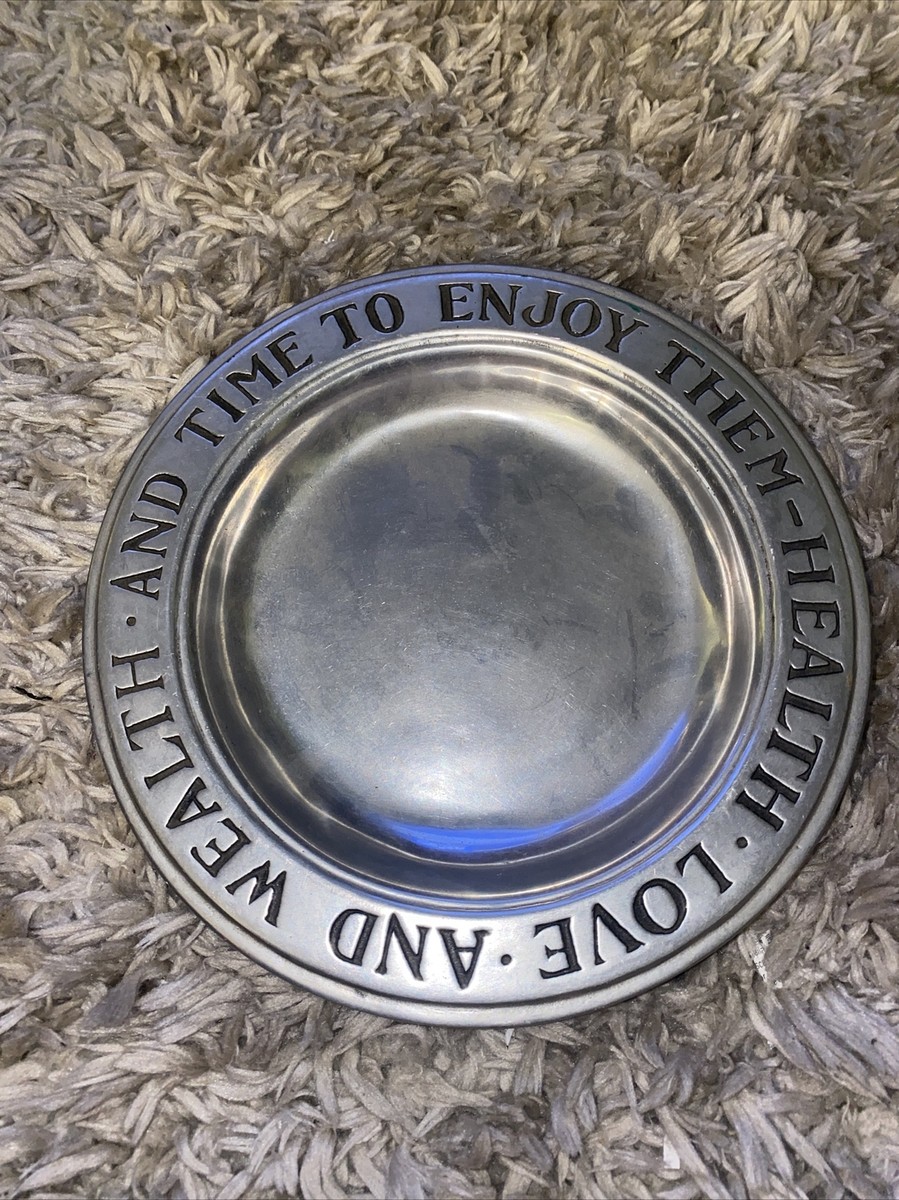 Vintage Wilton RWP Pewter 'Health Love and Wealth' & Time To