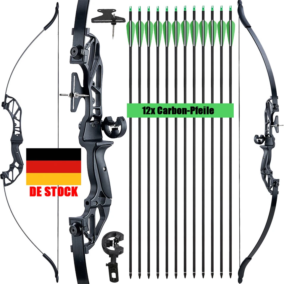 TOPARCHERY Bogenschießen 20-55lbs 53 Zoll Takedown Recurve Bogen Jagd Ziel Carbon Pfeile
