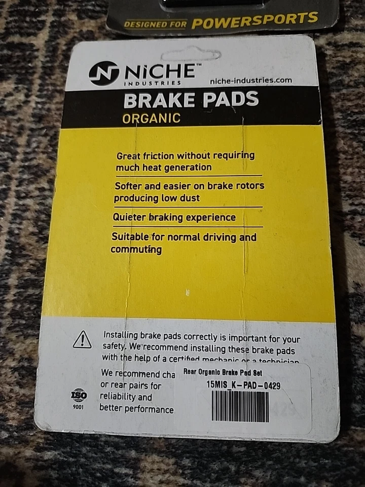Niche Rear Organic Brake Pad Set K-PAD-0429 for Artic Cat (x4) - Image 3 of 3