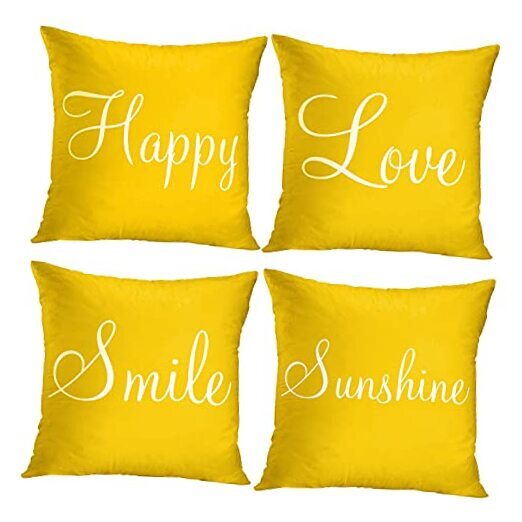 Throw Pillow Covers Home Decor Set of 4 Pillow Cases Decorative 20 x 20 Yellow-image