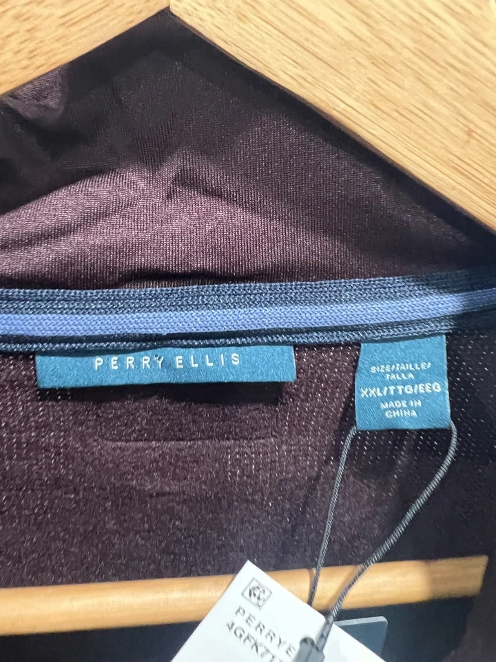 Perry Ellis Mens Quilted Jacket Burgundy Full Zip NEW with Tags Size XXL - Image 3 of 4