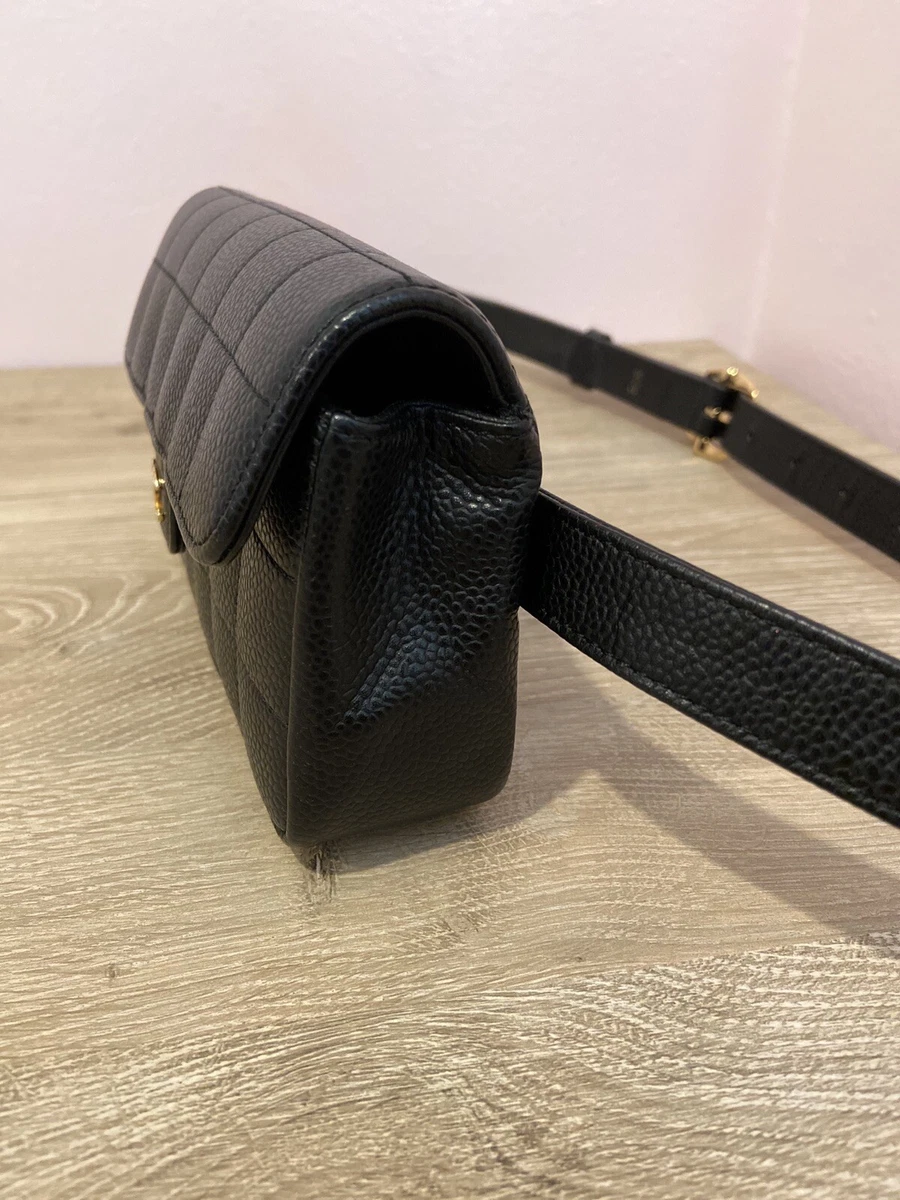 Vintage Chanel Logo Quilted Classic Black Belt