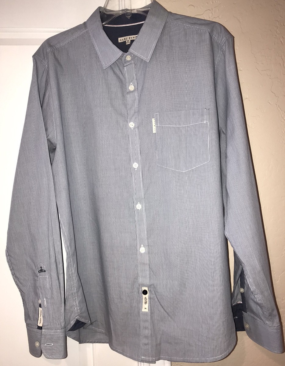 marc ecko dress shirts Marc Ecko Shirt Mens XL Slim FIt Dress Solid Gray Long Sleeve Elbow Pads Button
