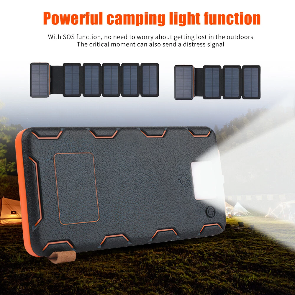 46800mAh Portable 6 Solar Panel Folding Power Bank Outdoor Camping Phone Charger image 12