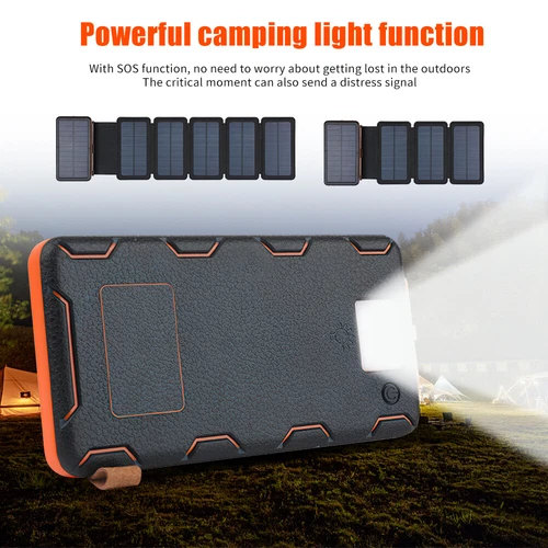 46800mAh Portable 6 Solar Panel Folding Power Bank Outdoor Camping Phone Charger image 12