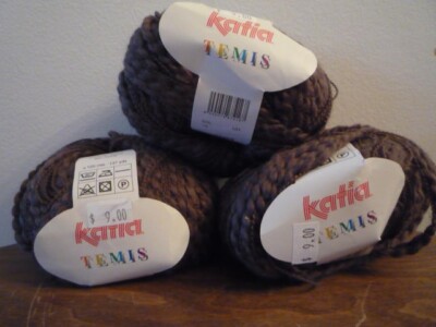 Katia Temis Cotton Blend Yarn Lot 3 Skeins Brown #78
