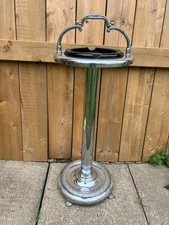 Vintage Art Deco Standing 28" High Ashtray with Chrome Base  Decorative Handle