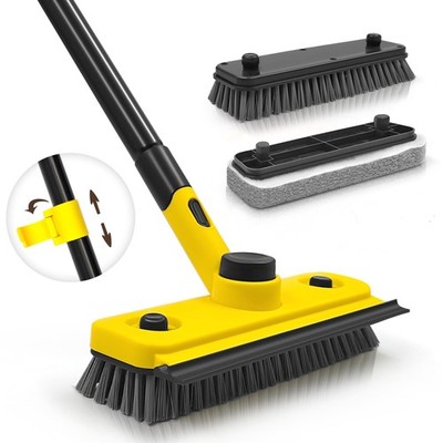 Shower Cleaning Brush, 53.5 inches Long Handle Scrubbing Brush, 3-in-1 Bathro...