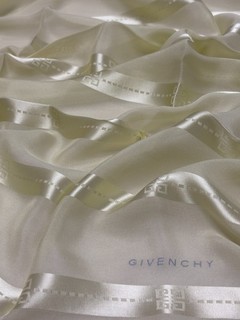 GIVENCHY Silk Scarf 31in Geometric Logo Stripe Ivory Gold Elegant Japan 39