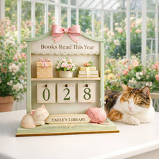 Rastreador de libros para gatos personalizado, registro de lectura floral regalo