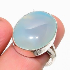 Natural Aquamarine Gemstone 925 Sterling Silver Ring Size 8 T680