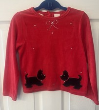 Vintage Mary Jane by Buster Brown Girls Red Velvet Top w/ Scottie Dogs Sz 6 EUC