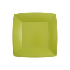 10 ASSIETTES CARTON BIO CARRÉES 23CM VERT KIWI