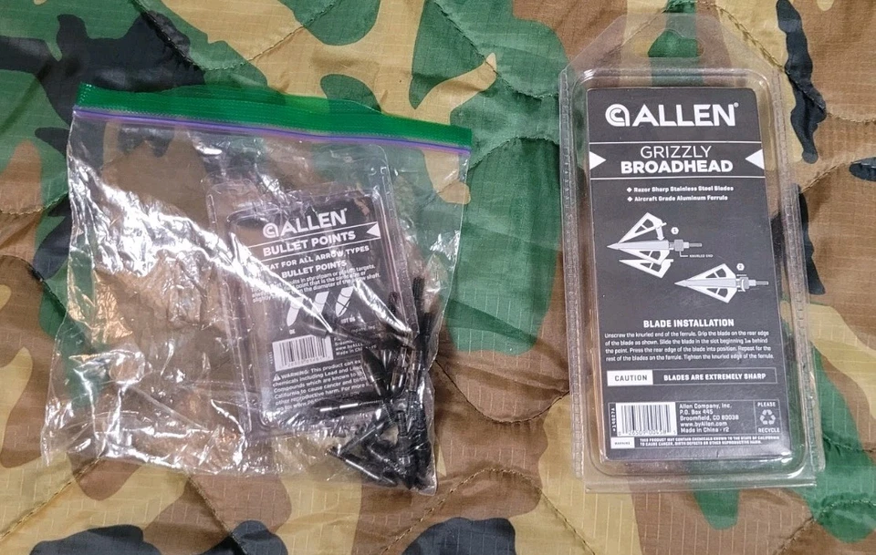 ALLEN GRIZZLY BROADHEADS 125 GRIAN AND ALLEN FIELD POINTS 100 GRAIN ARROW HEADS — 第 2/4 张图片