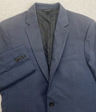 Banana Republic Blazer Mens 38R Blue Plaid 100 Italian Marzotto Wool 2 Buttons