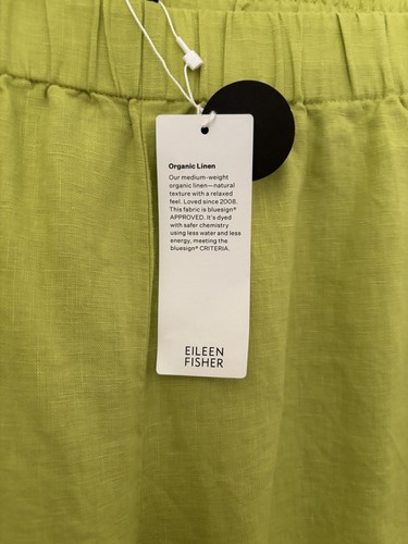 Eileen Fisher Bio-Leinenhose weites Bein Chartreuse XL neu mit Etikett 168 $ - Bild 5 von 9
