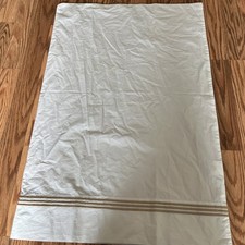 Pottery Barn White Standard Pillowcase Embroidered Gold Stripes Organic Cotton