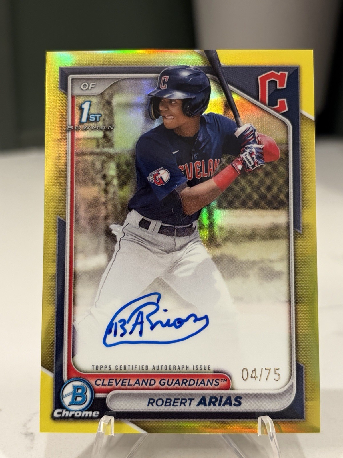 2024 Bowman Chrome Robert Arias Bowman 1st Auto True Yellow Refractor /75