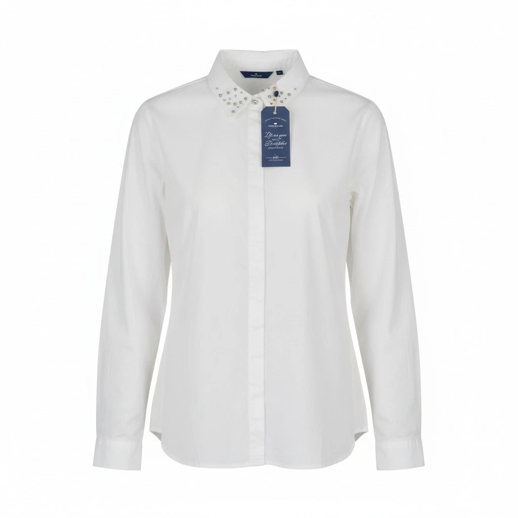 TOM TAILOR T-shirt set camicia estiva donna e top in cotone 21882004 bianco/blu
