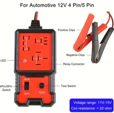 Durable 12V 4/5 Pin Relay Tester for Car-Professional Auto Automotive with Clips